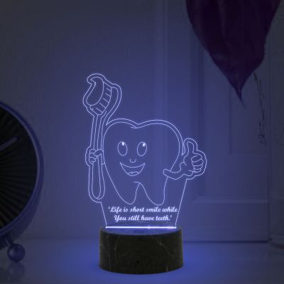 3D iIlusion Teeth Brush Night lamp with Multicolored Funny Dental Desk lamp